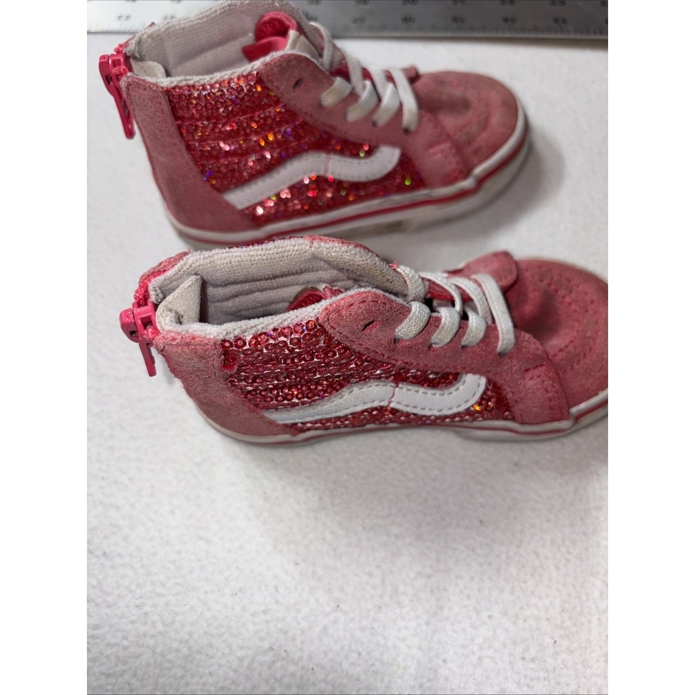 Vans Pink High Top Shoes With Pink Sequins, Toddler Size 6 - Picture 4 of 9